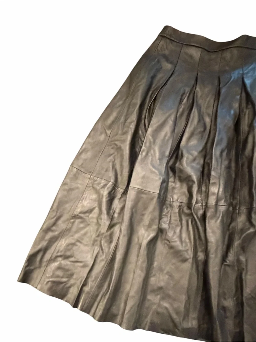 NEW Nordstrom Pleated Leather Skirt Black Size Medium Cowgirl Boho Whimsigoth